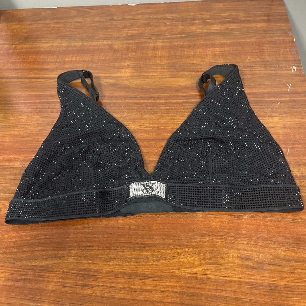 Victoria's Secret Black Bedazzled Wireless Bralette Size Large